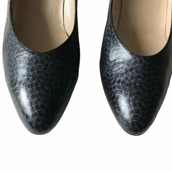 Salvatore Ferragamo Loredana Pump Black Gray 9 VTG